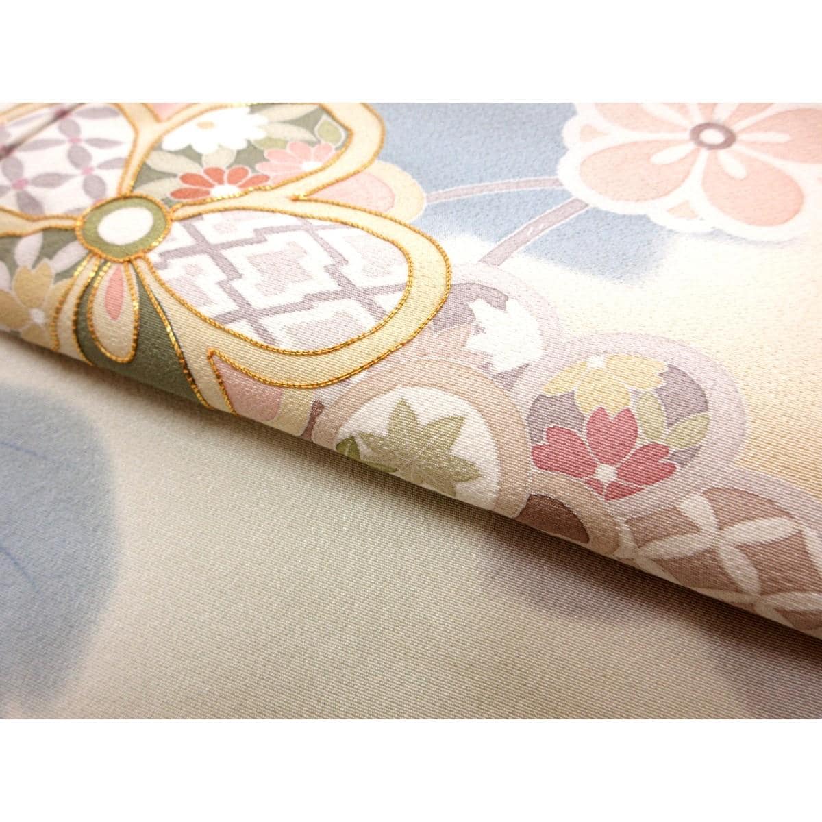 【未使用品】訪問着　友禅加工ボカシ染　刺繍入り