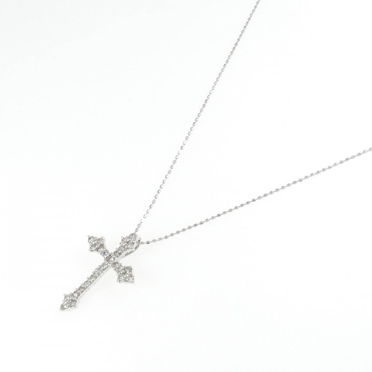 K18WG クロス ダイヤモンド ネックレス 0.50CT