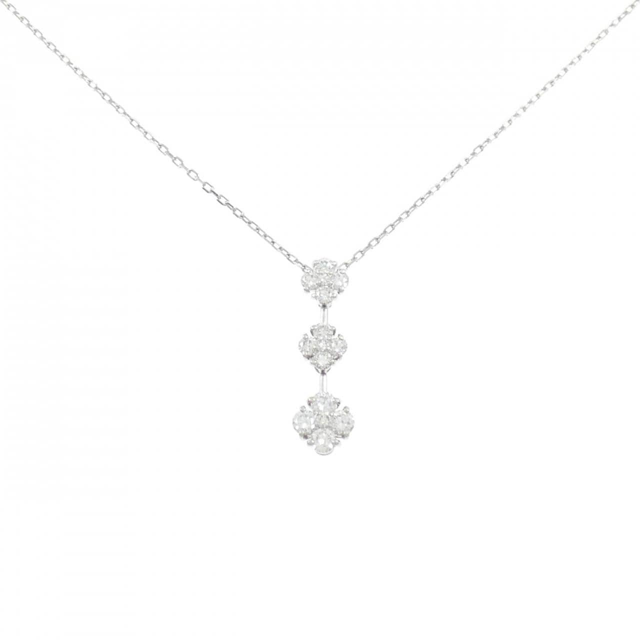 PT900/PT850 フラワー ダイヤモンド ネックレス 0.64CT