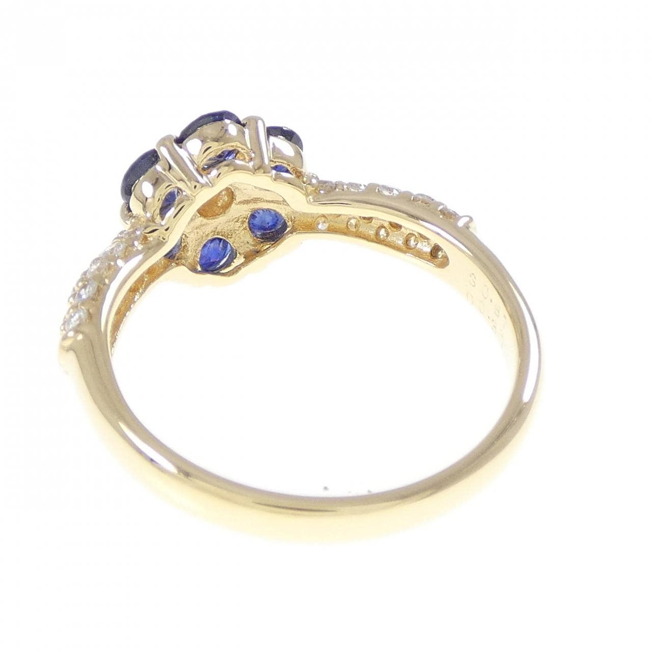 K18YG フラワー サファイヤ リング 0.87CT