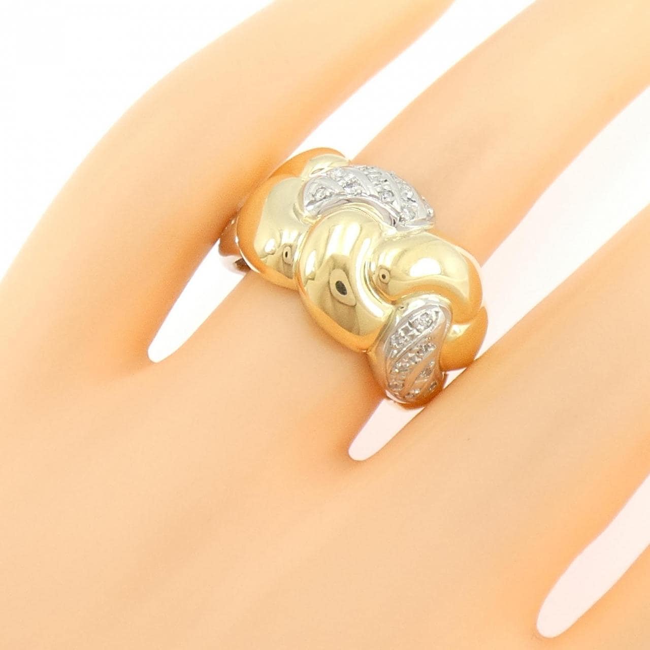 K18YG/PT900 ダイヤモンド リング