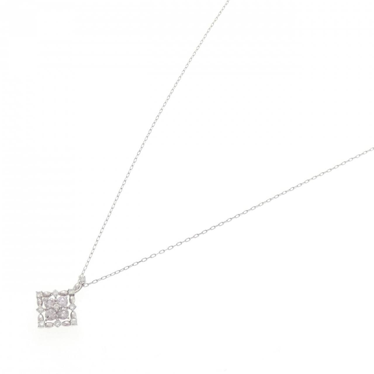 PT900/PT850 フラワー ピンクダイヤモンド ネックレス 0.23CT
