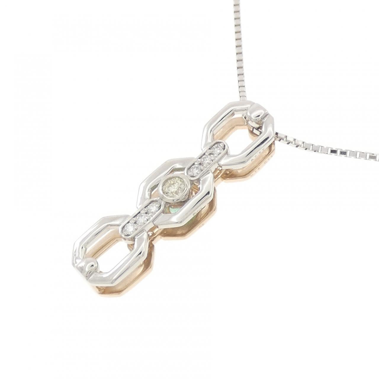 K18PG/PT900/K18WG エメラルド ネックレス 0.15CT