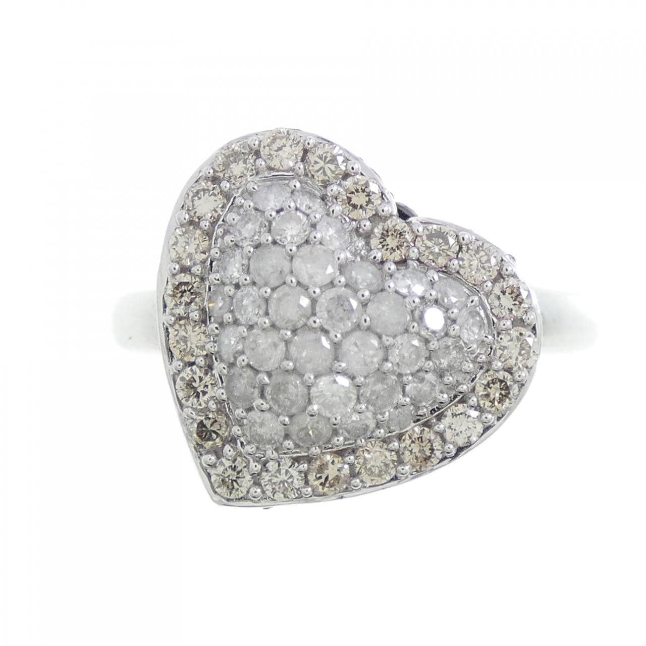 K18WG/K18BG Pave Heart Diamond Ring 0.92CT