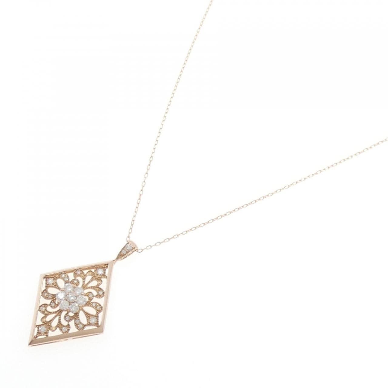 K18PG フラワー ダイヤモンド ネックレス 0.67CT