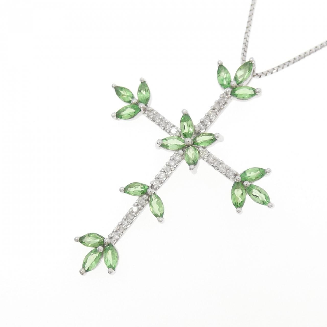 K18WG グリーンガーネット ネックレス 1.20CT