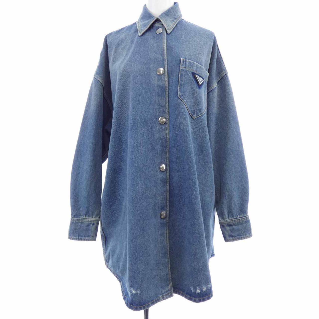 プラダ PRADA トライアングルロゴ オーバーサイズ オーガニックデニムシャツ GFC036 S212 1ZAB シャツ