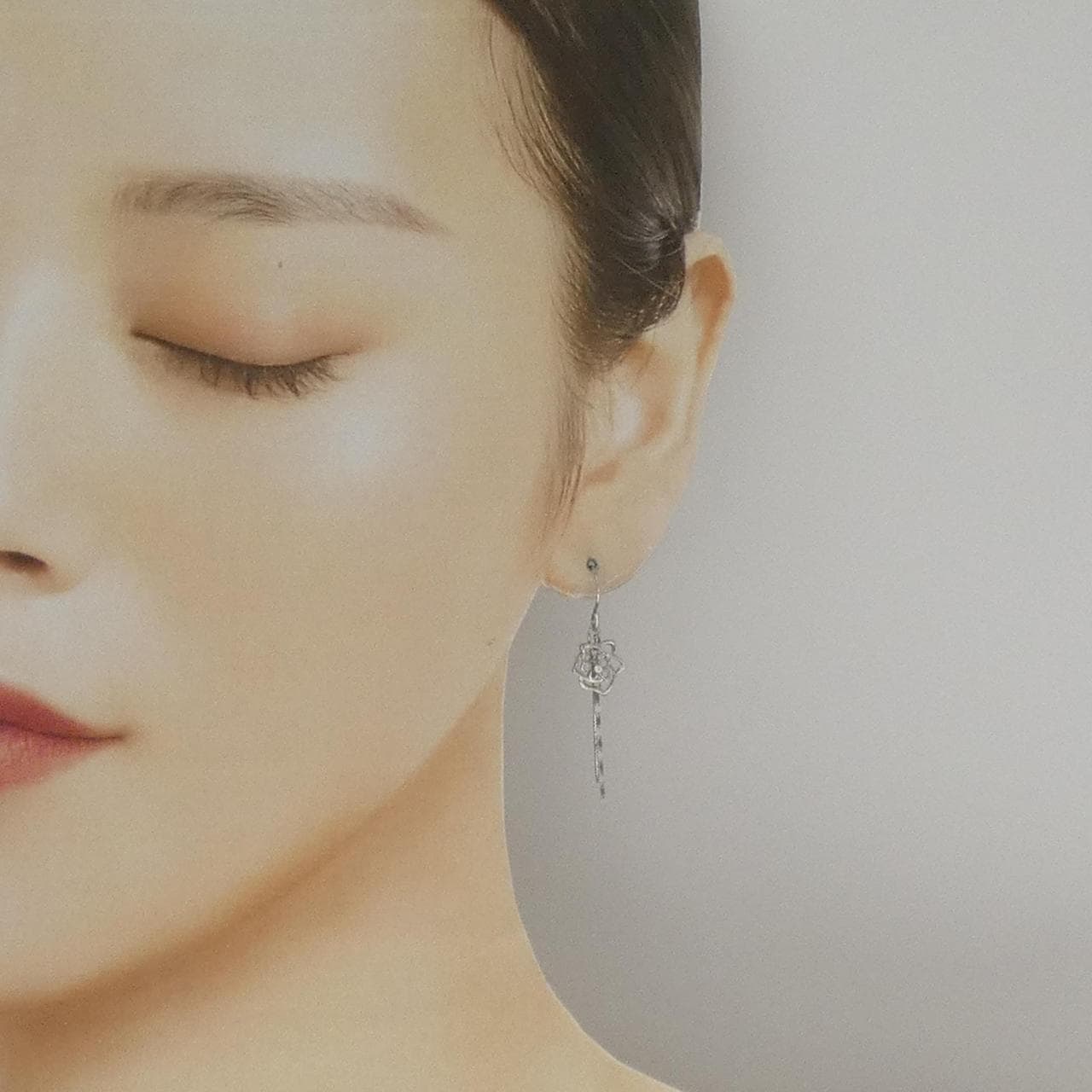 K10WG ローズ ダイヤモンド ピアス 0.02CT