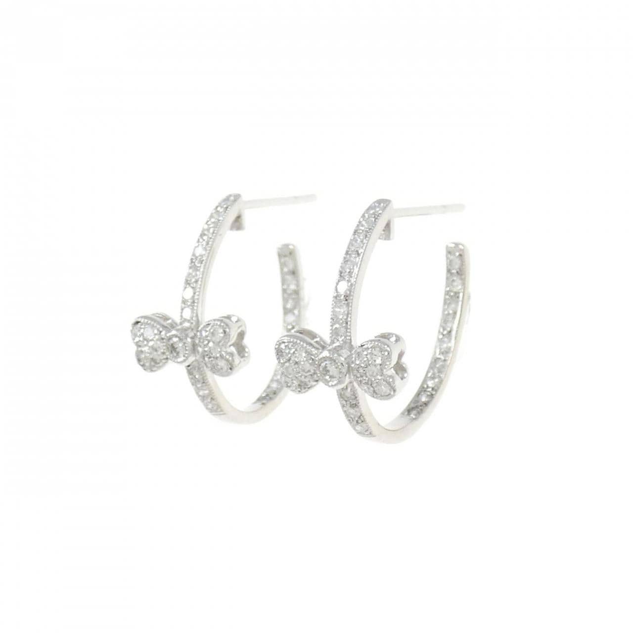 K18WG Ribbon Diamond Earrings 0.55CT