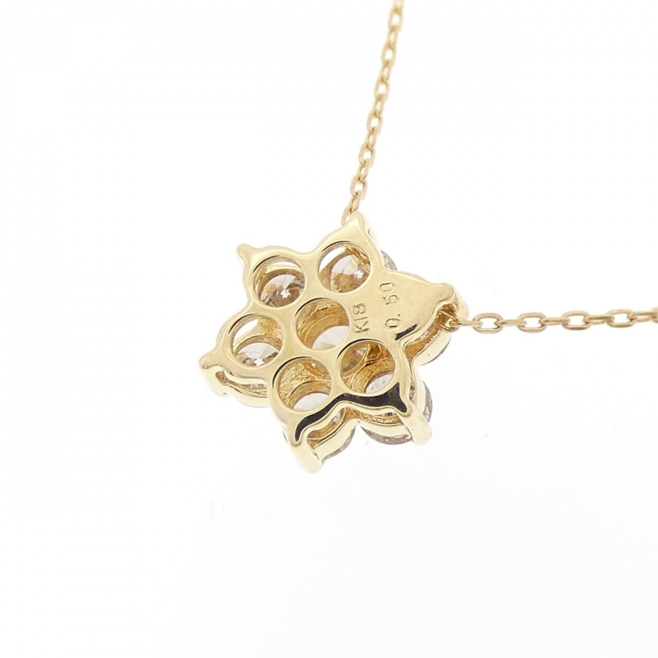 K18YG フラワー ダイヤモンド ネックレス 0.50CT