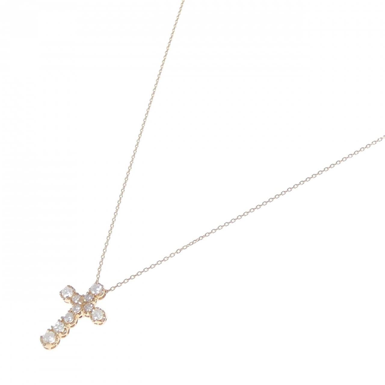 K18PG/K18YG Cross Diamond Necklace 0.51CT