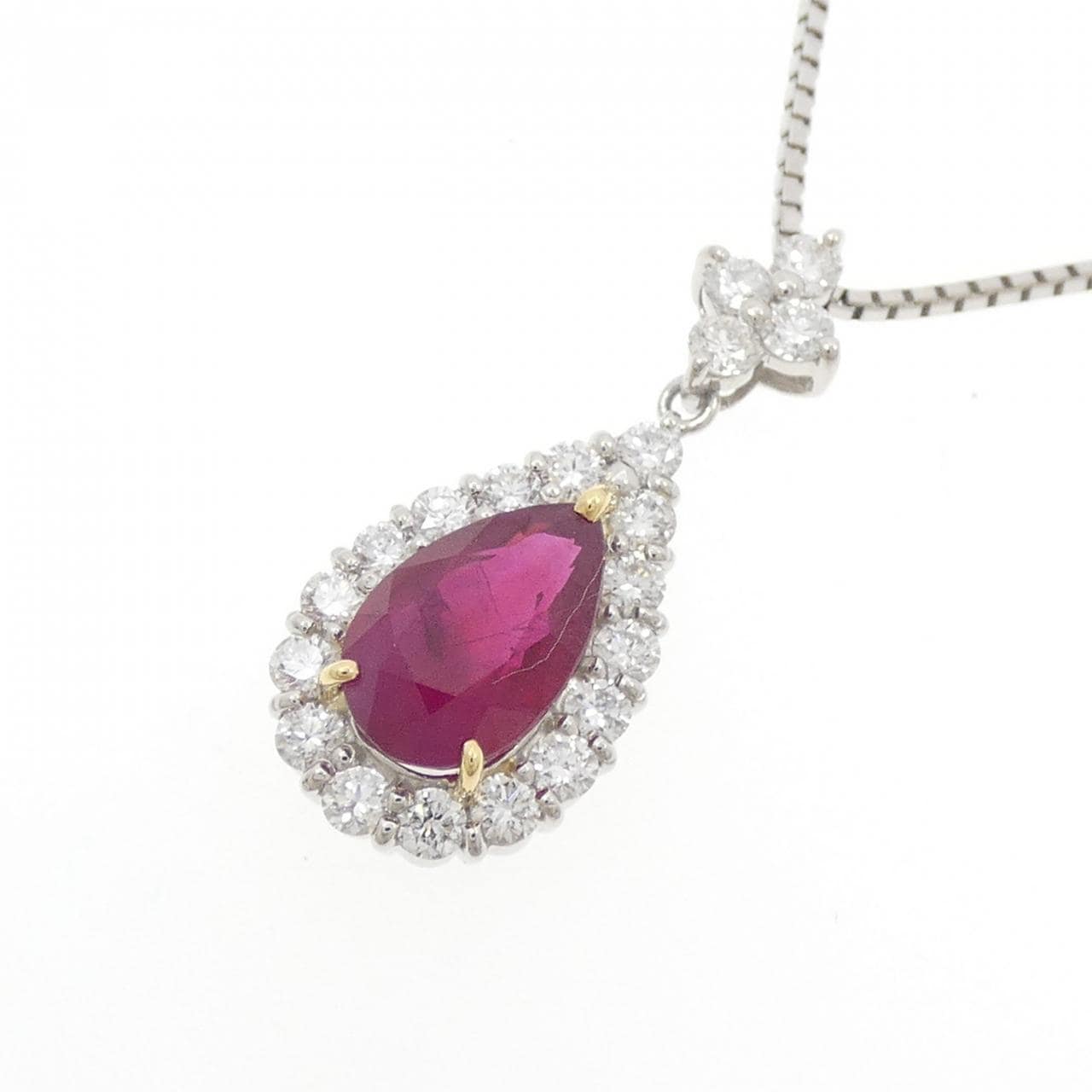 PT900/K18YG/PT850 ルビー ネックレス 2.238CT ビルマ産