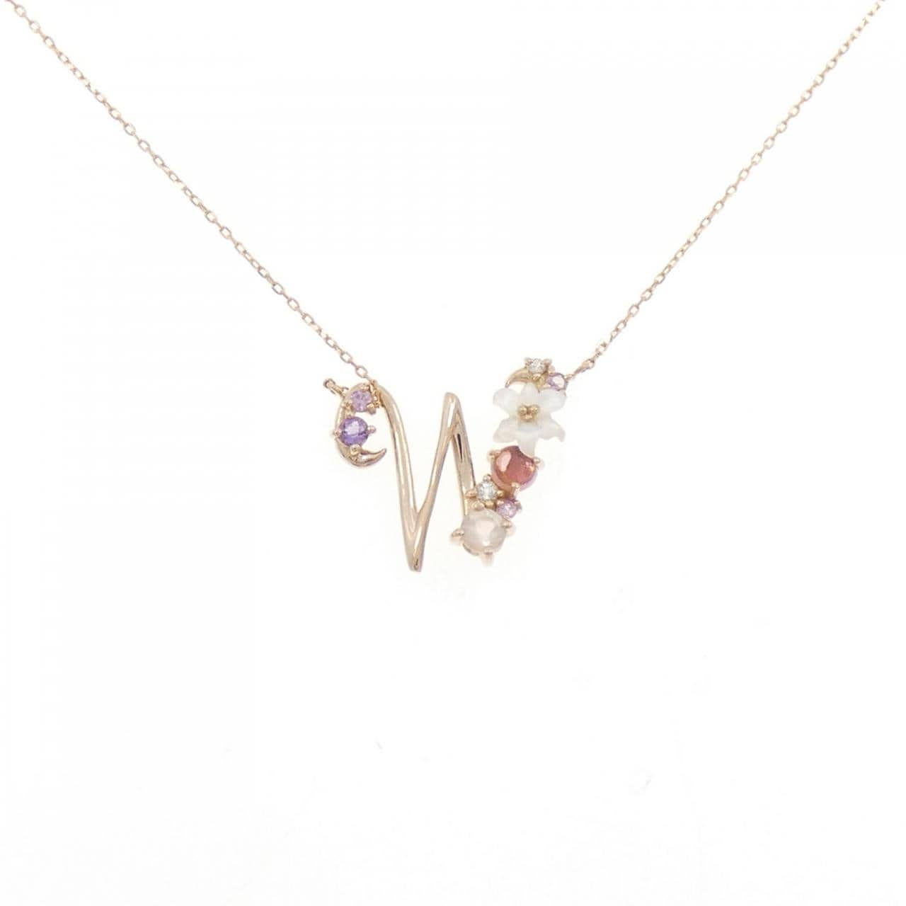 サマンサティアラ イニシャル カラーストーン ネックレス