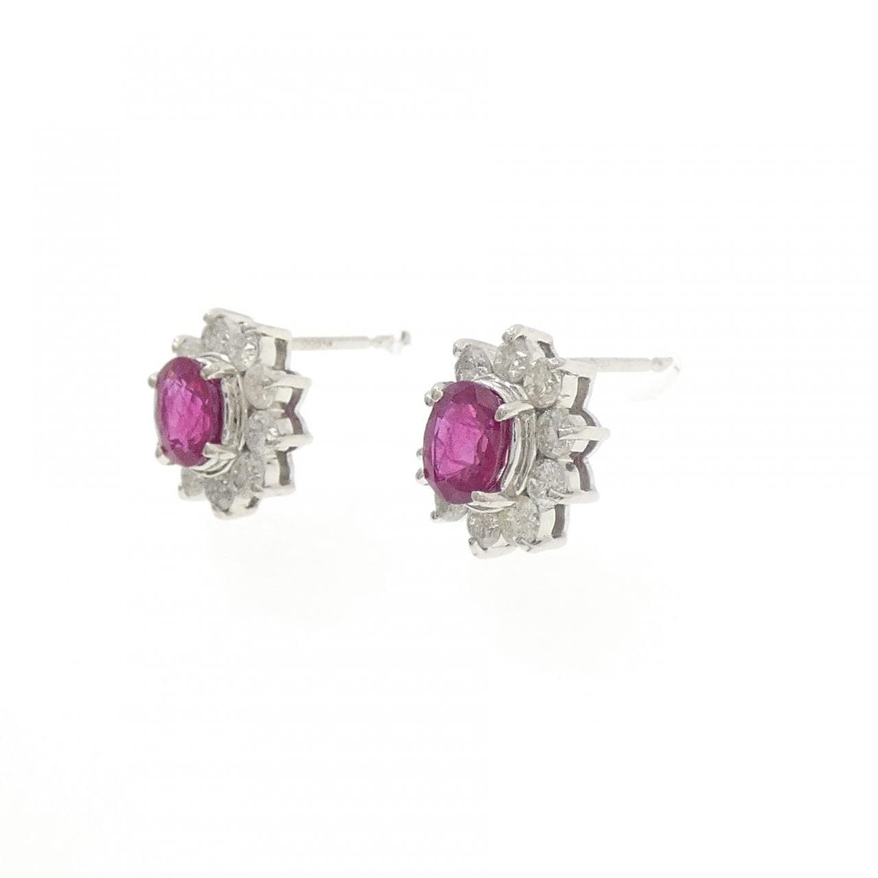 PT900 ルビー ピアス 0.80CT