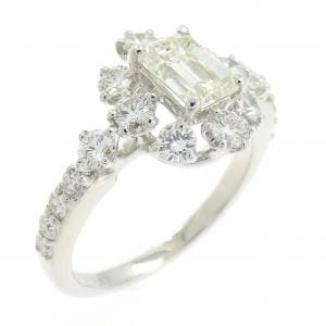 K18WG ダイヤモンド リング 0.788CT L VS1 エメラルドカット