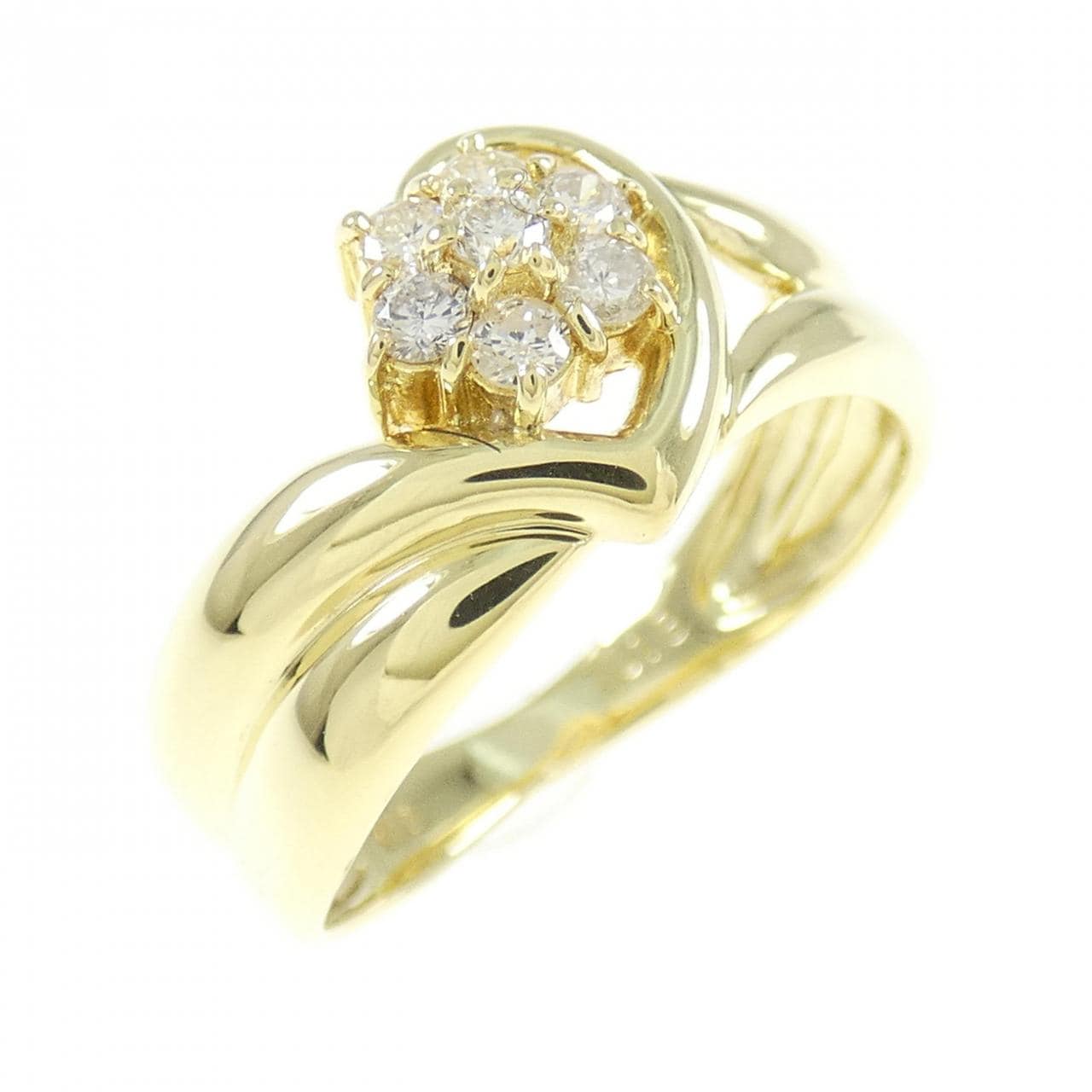 K18YG フラワー ダイヤモンド リング 0.18CT