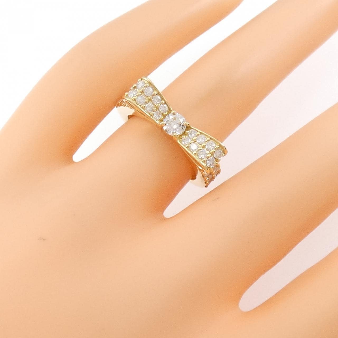 K18YG リボン ダイヤモンド リング 0.218CT