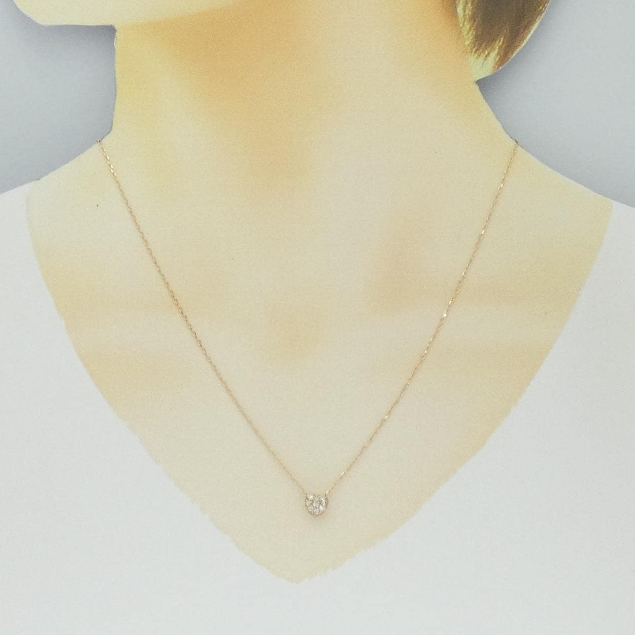 K18PG ハート ダイヤモンド ネックレス 0.13CT