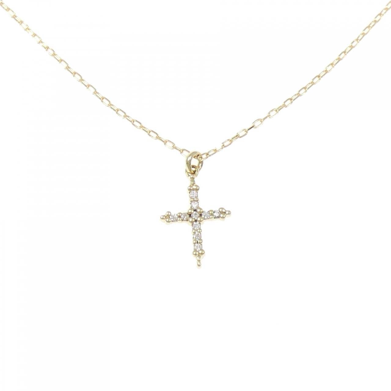 K10YG/K18YG クロス ダイヤモンド ネックレス 0.05CT