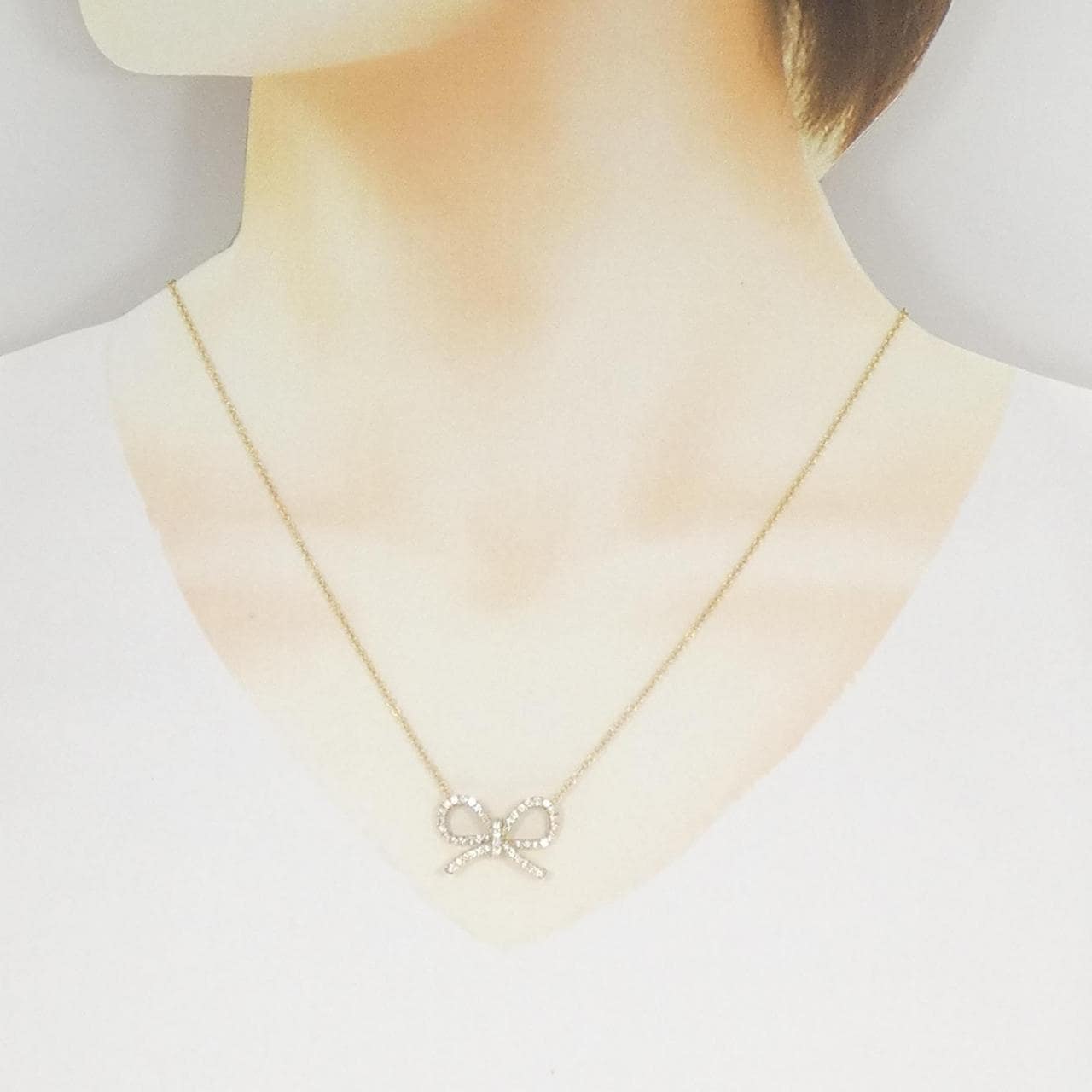 K18YG リボン ダイヤモンド ネックレス 0.60CT