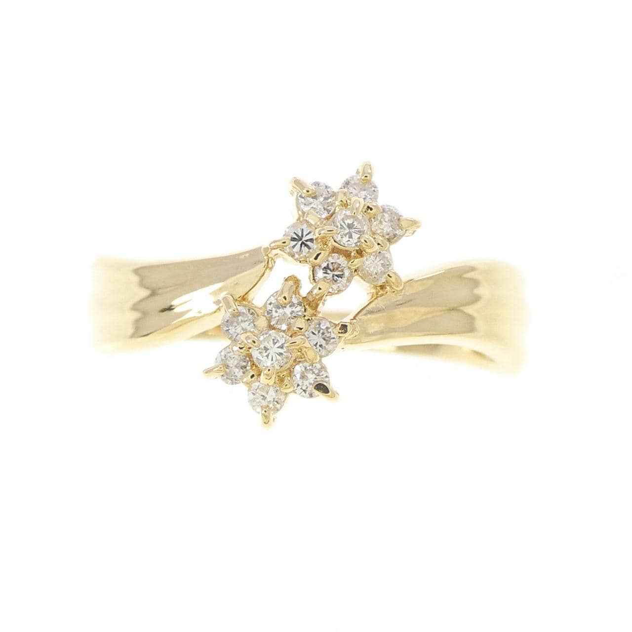 K18YG フラワー ダイヤモンド リング 0.18CT