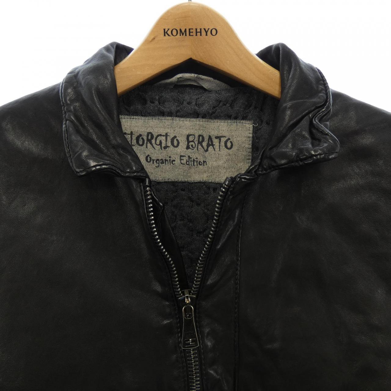 約38cm袖丈ジョルジオブラット GIORGIO BRATO Organic Edition ジャケット レザージャケット シープスキン アウター メンズ M相当(表記無し) ブラウン