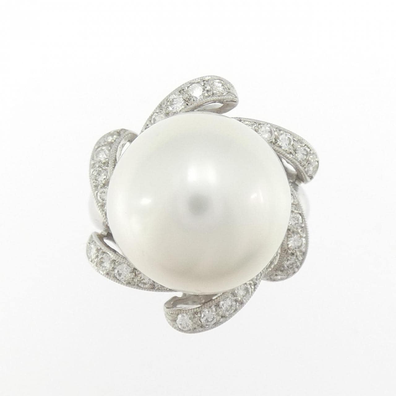 K18WG 白蝶パール リング 14.7mm