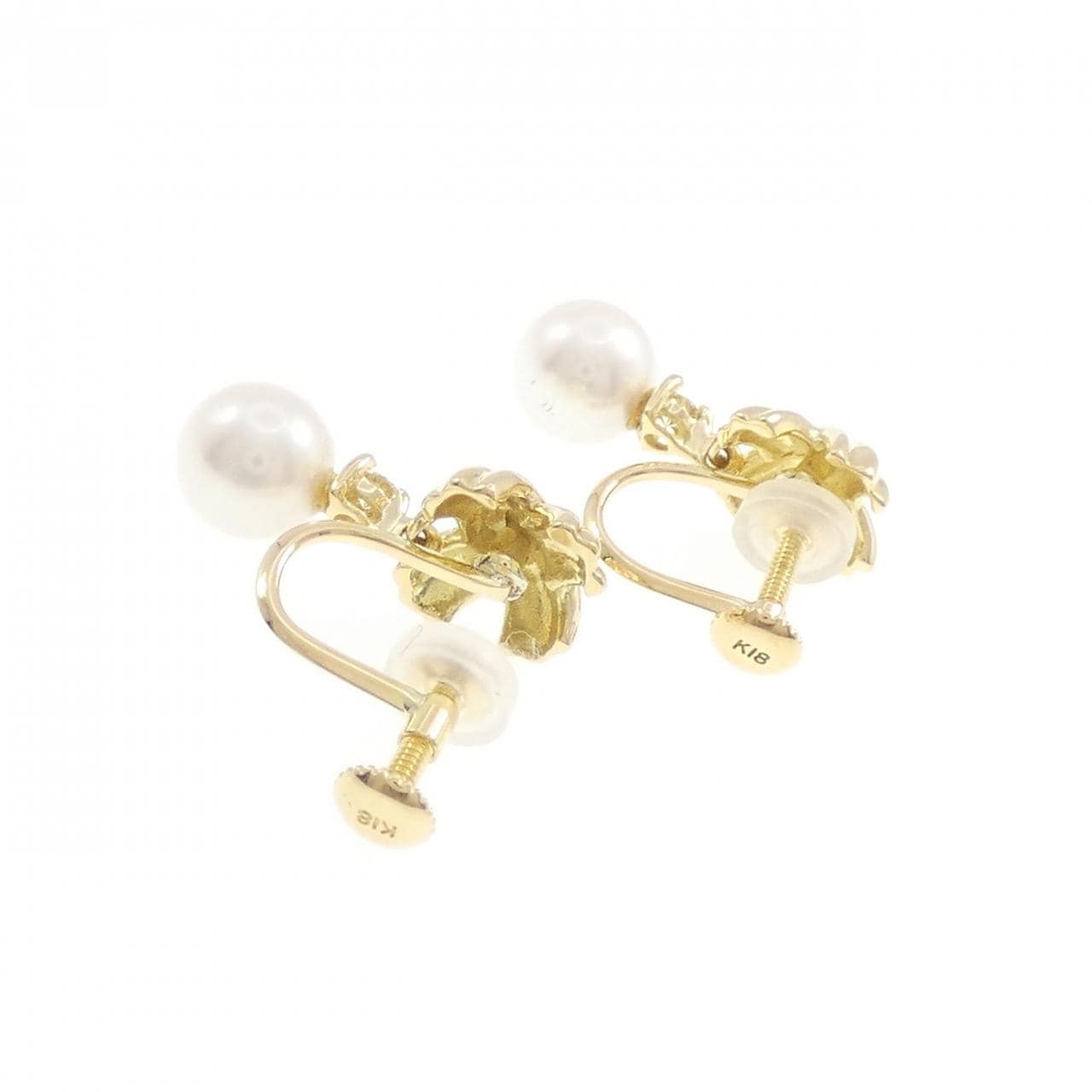K18YG Akoya珍珠耳夹6.6 毫米