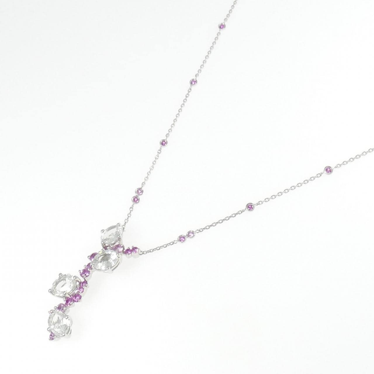 PT900/PT850 ホワイトサファイヤ ネックレス 5.20CT