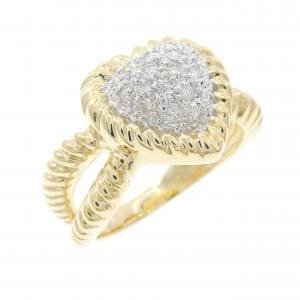 750YG/750WG ハート パヴェ ダイヤモンド リング 0.27CT