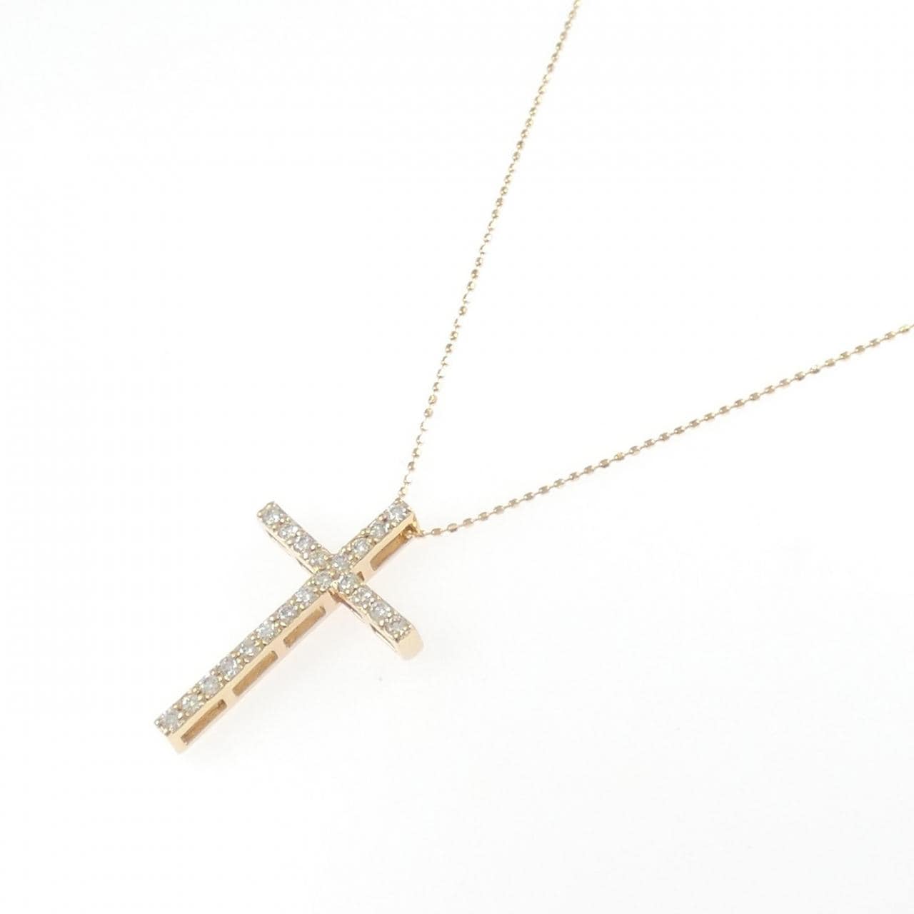K18PG/750PG クロス ダイヤモンド ネックレス 0.42CT