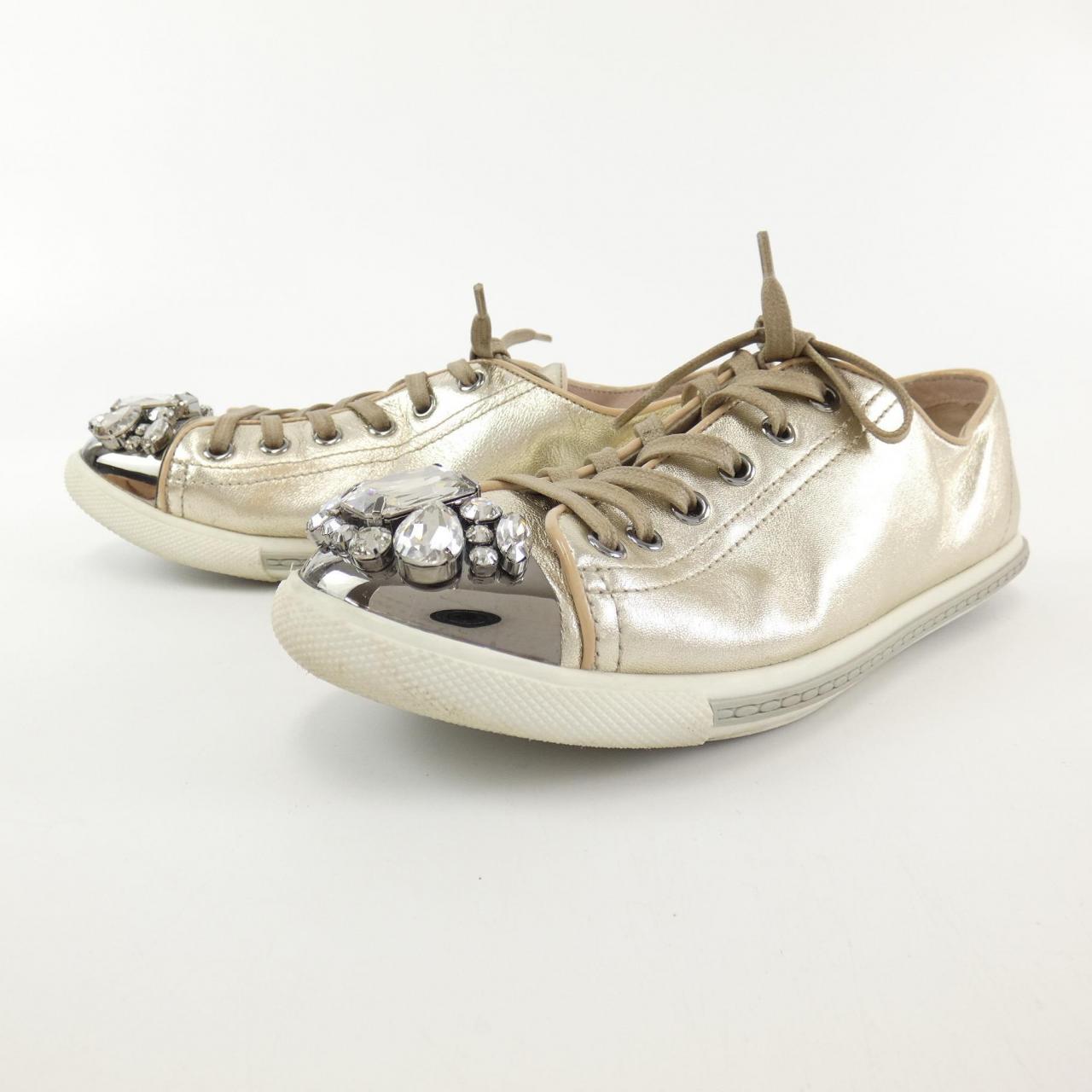 Miu Miu Silver Patent Leather Crystal Embellished Low Top Sneakers Size 40  - ShopStyle Trainers & Athletic Shoes
