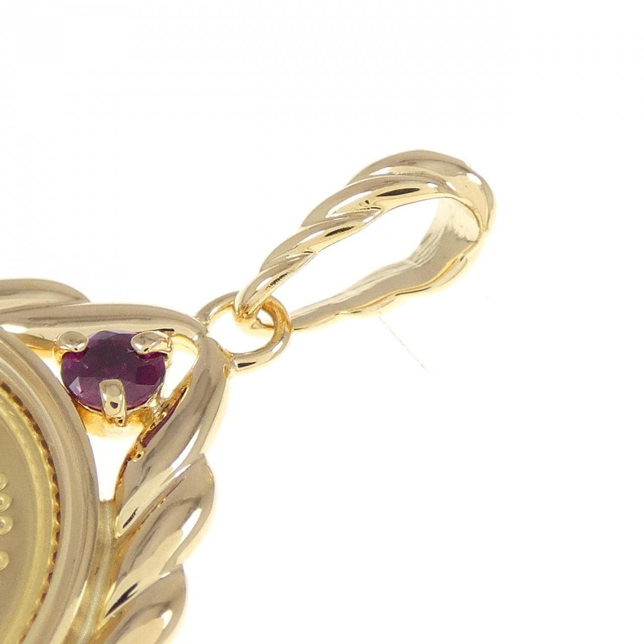 K18YG (frame) ruby coin pendant
