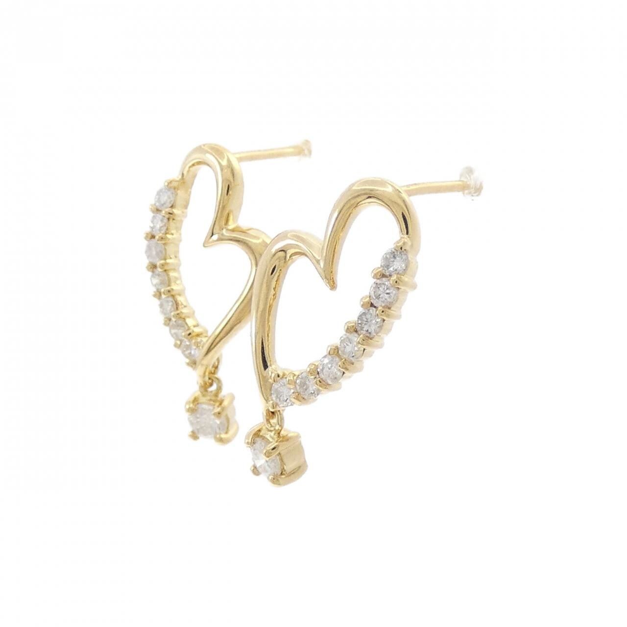 K18YG ハート ダイヤモンド ピアス 0.32CT