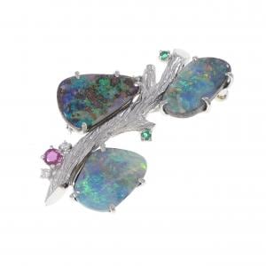 PT900/K14WG カラーストーン ブローチ 10.7CT
