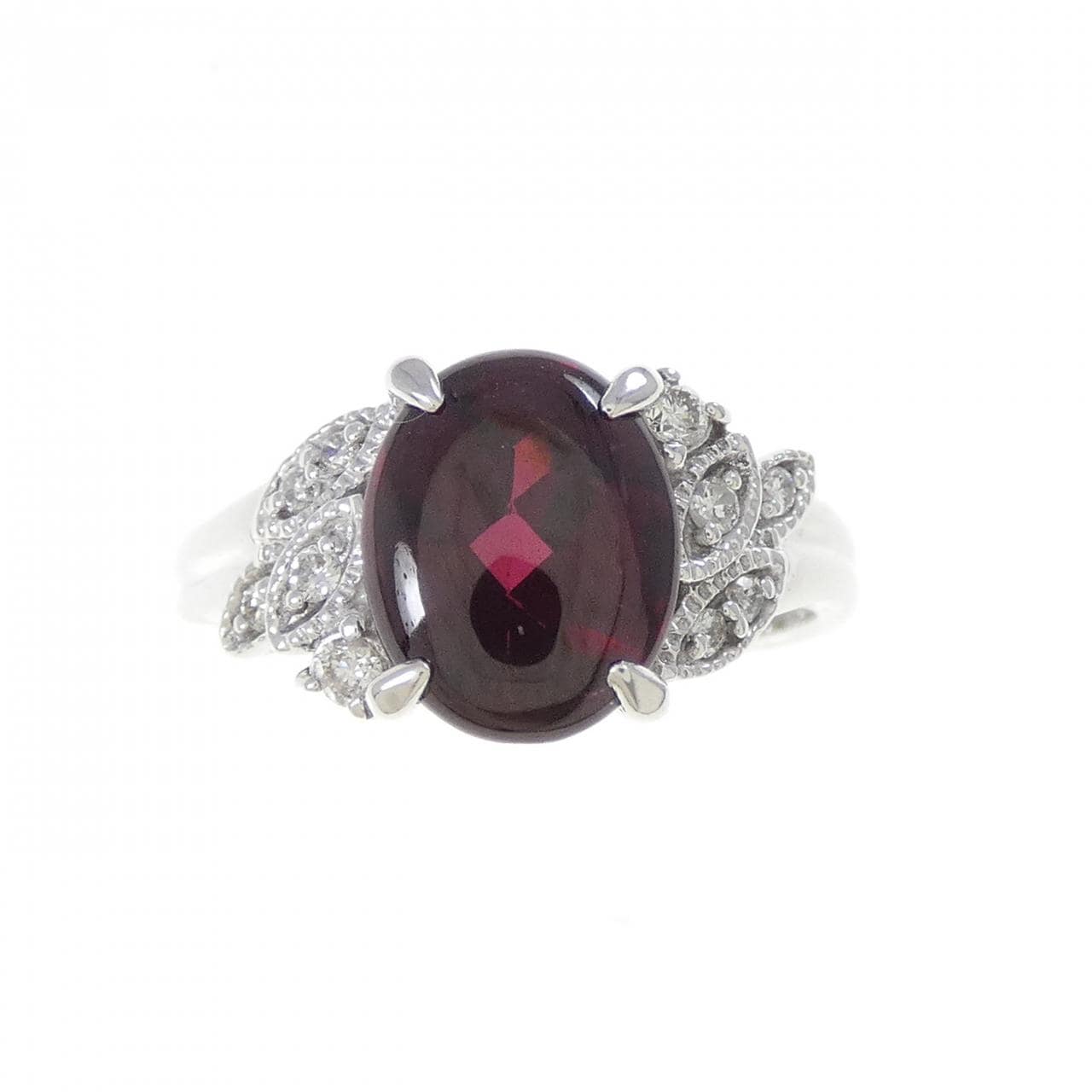 K18WG ガーネット リング 3.31CT