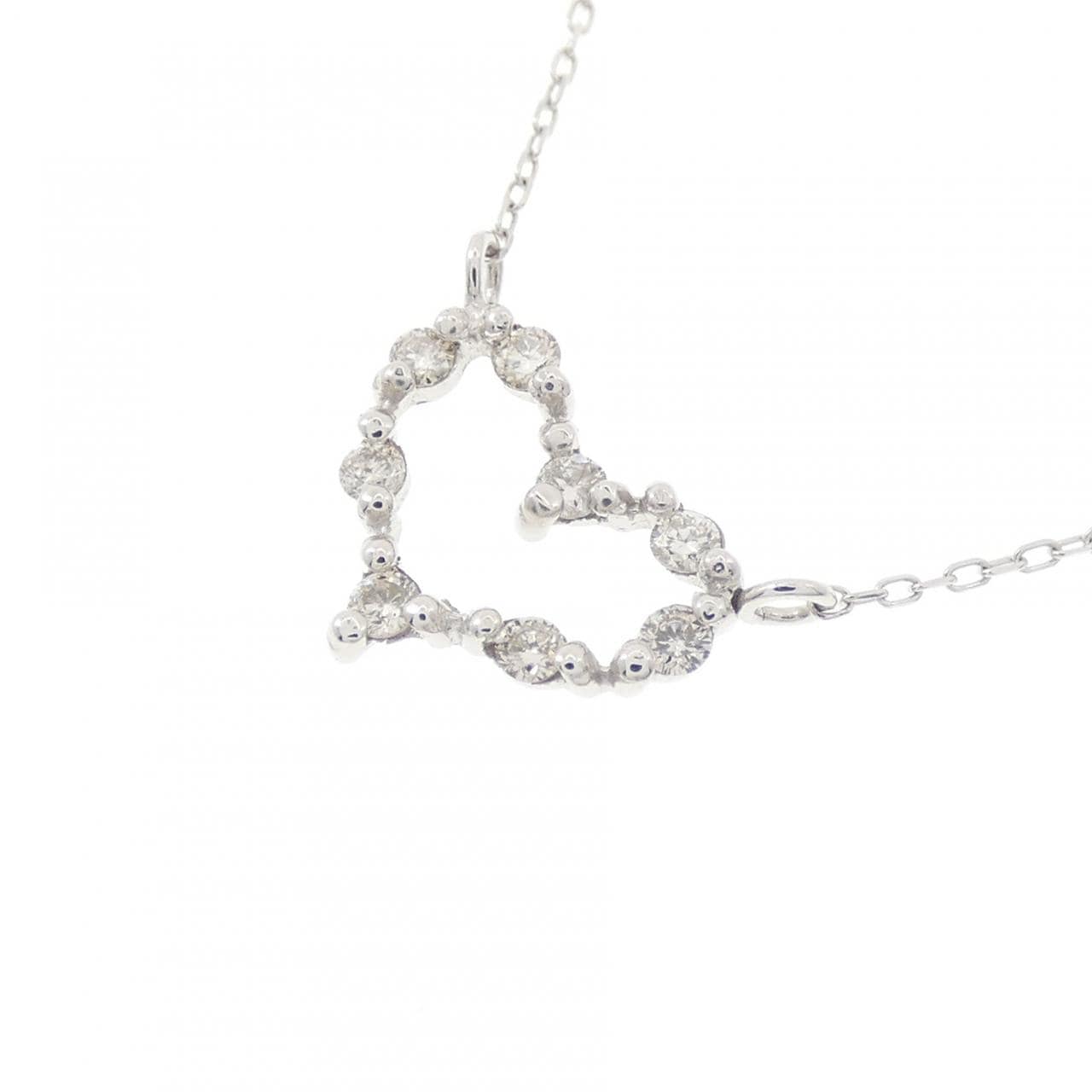 K18WG ハート ダイヤモンド ネックレス 0.10CT