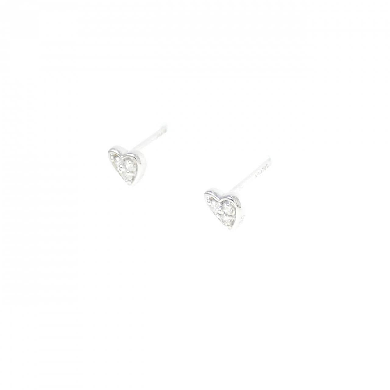K14WG Heart Diamond Earrings 0.06CT