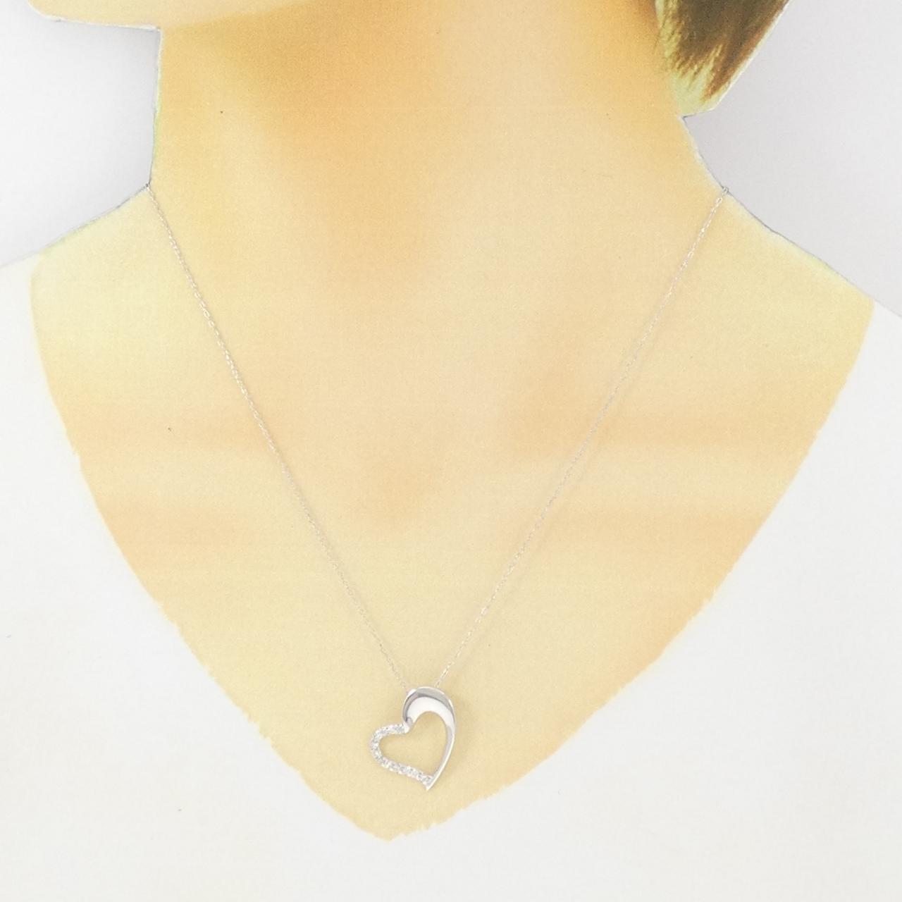 K18WG ハート ダイヤモンド ネックレス 0.24CT