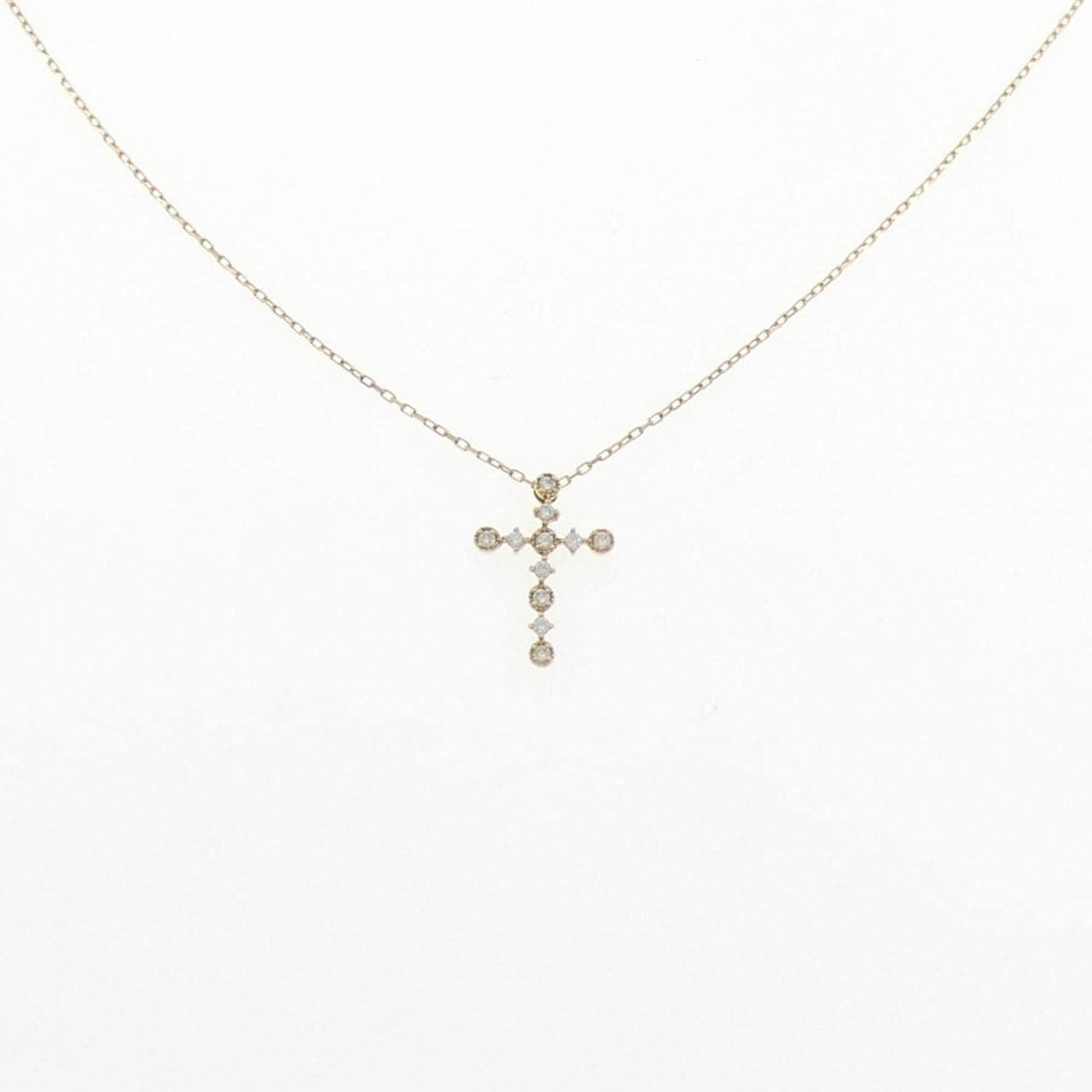 K18YG クロス ダイヤモンド ネックレス 0.1CT