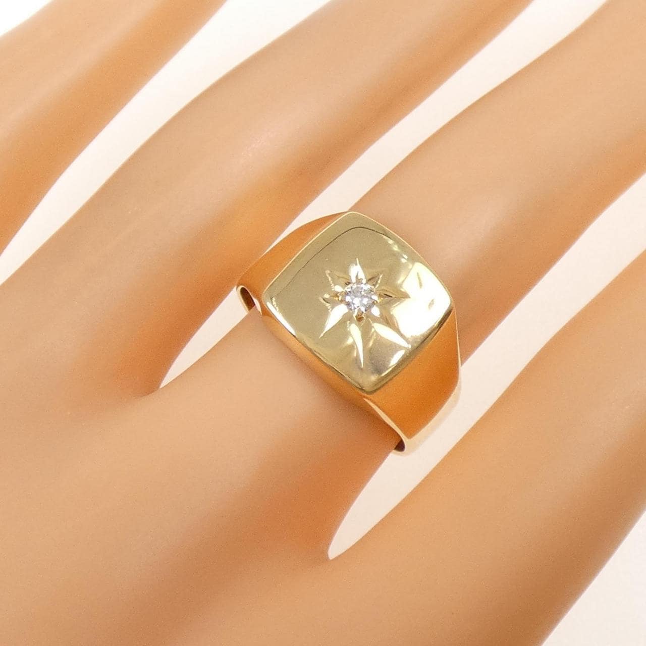 750YG 印台 ダイヤモンド リング 0.06CT