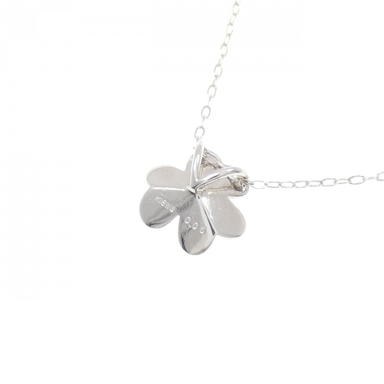 K18WG フラワー ダイヤモンド ネックレス 0.05CT