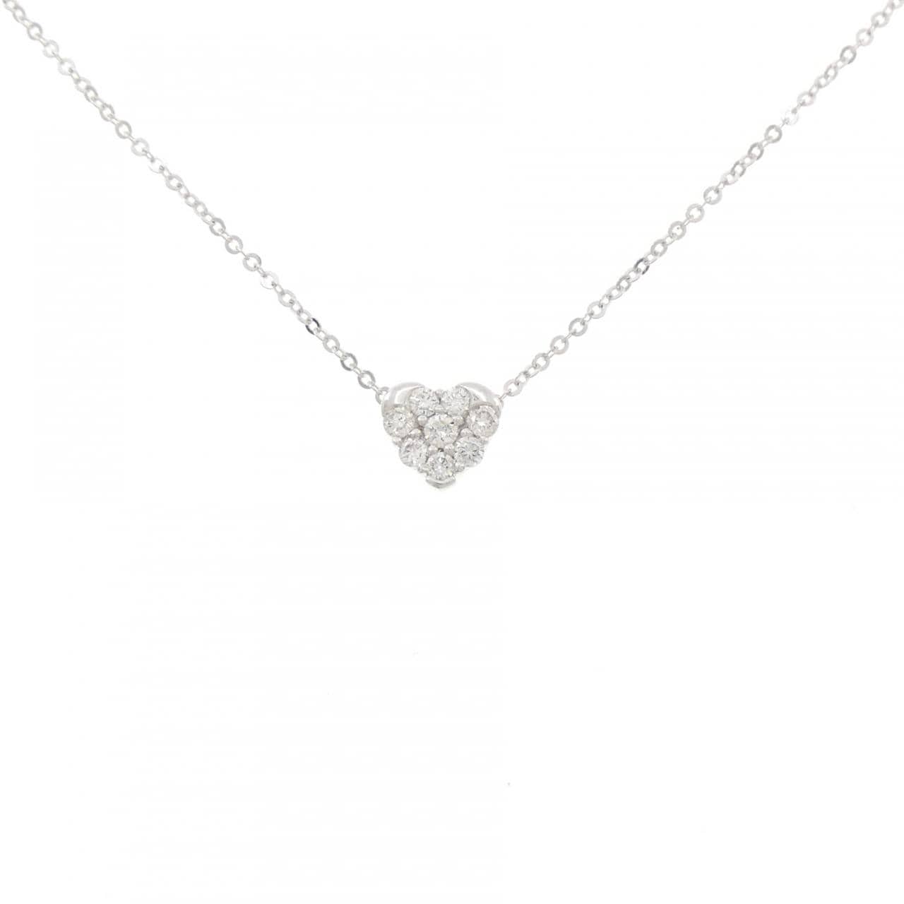 K18WG ハート ダイヤモンド ネックレス 0.19CT