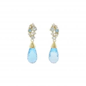 K18YG ブルートパーズ ピアス 10.58CT