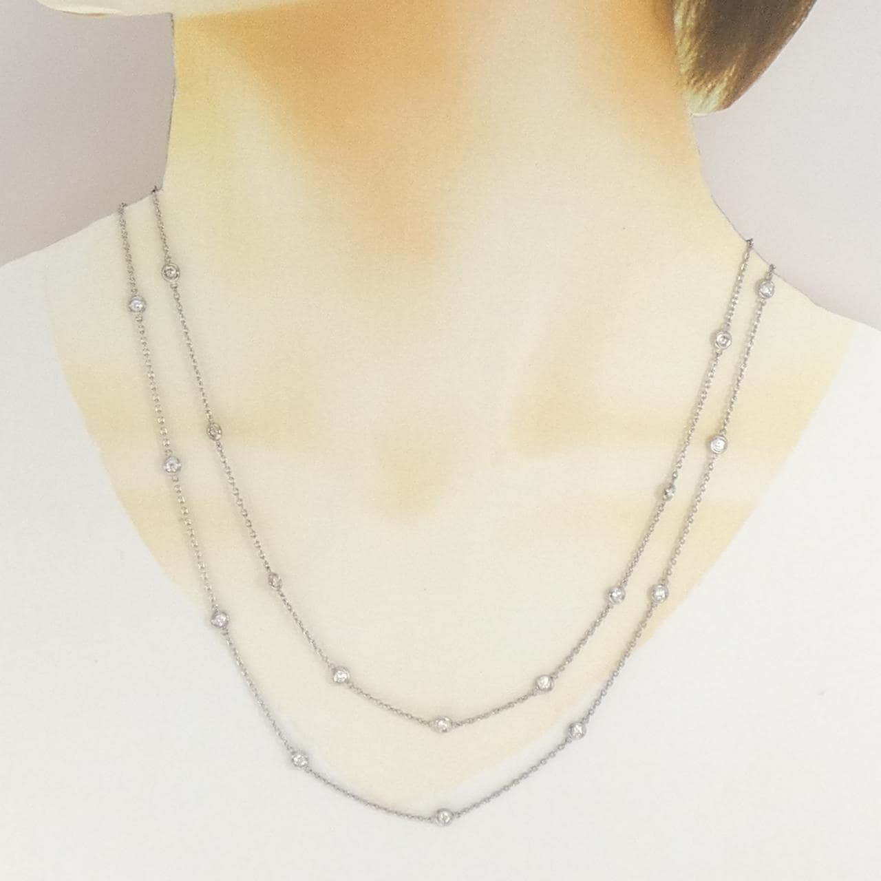 K18WG ダイヤモンド ネックレス 1.10CT