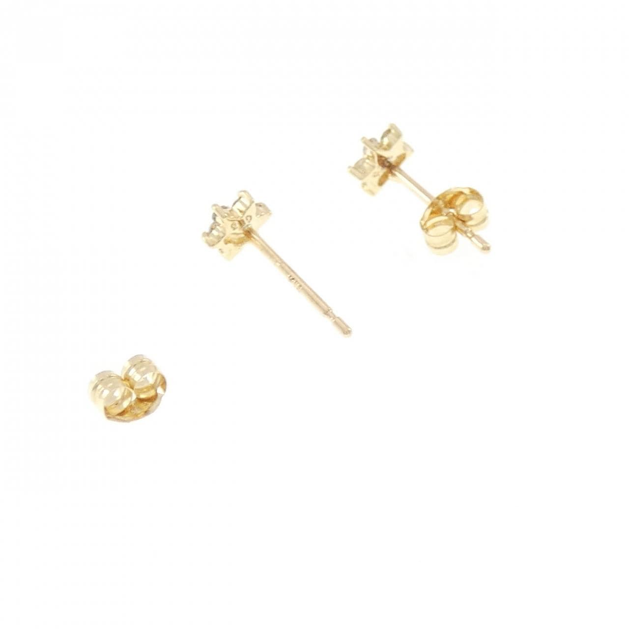 K14YG フラワー ダイヤモンド ピアス 0.10CT