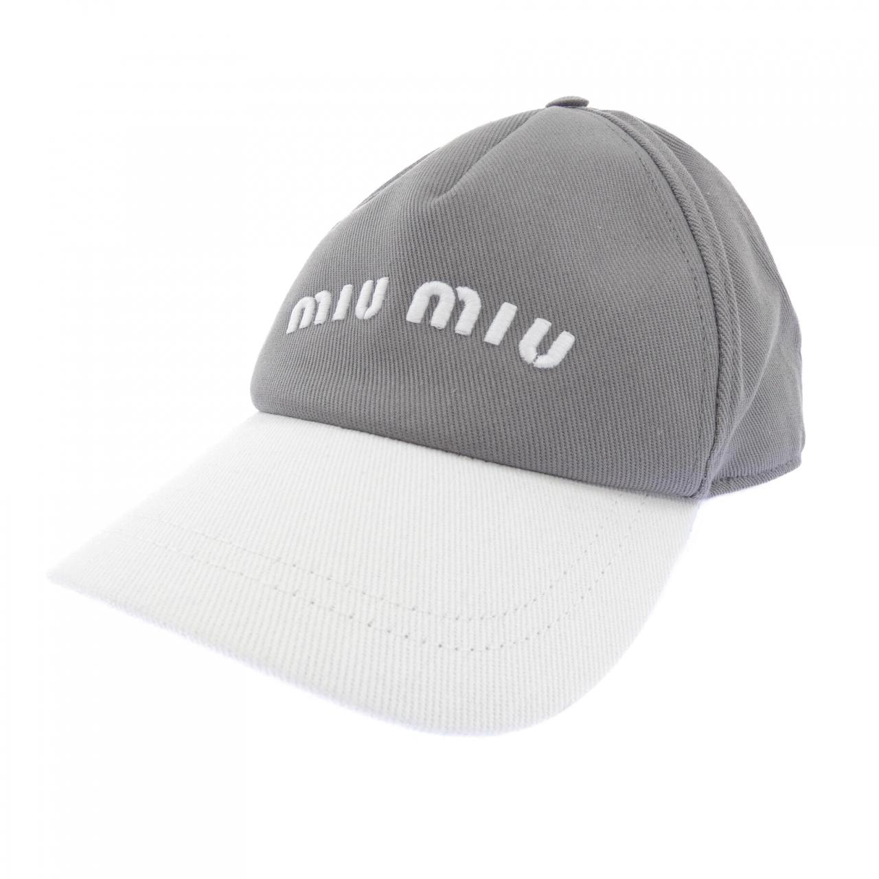 ミュウミュウ MIU MIU ドリルベースボール MIU MIU ロゴ 5HC179 2CQ1 キャップ