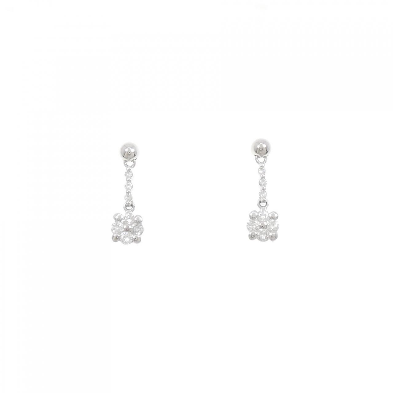 PT900 フラワー ダイヤモンド ピアス 0.40CT