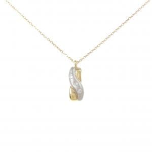K18YG/PT850 ダイヤモンド ネックレス 0.04CT