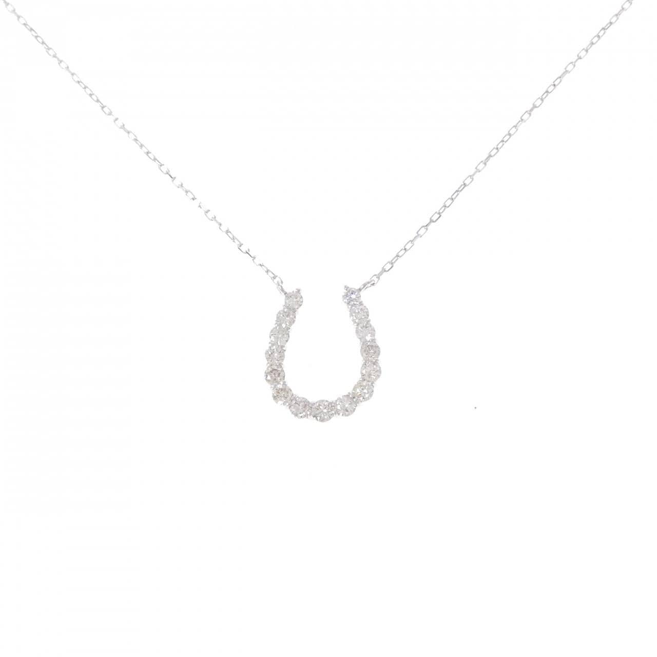 K18WG ホースシュー ダイヤモンド ネックレス 0.50CT